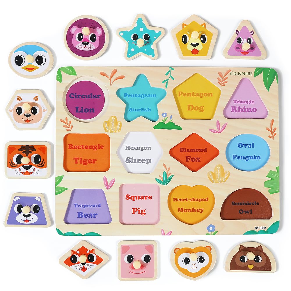 GRINNNIE pegged puzzle pieces promote fine motor skill development and hand-eye coordination