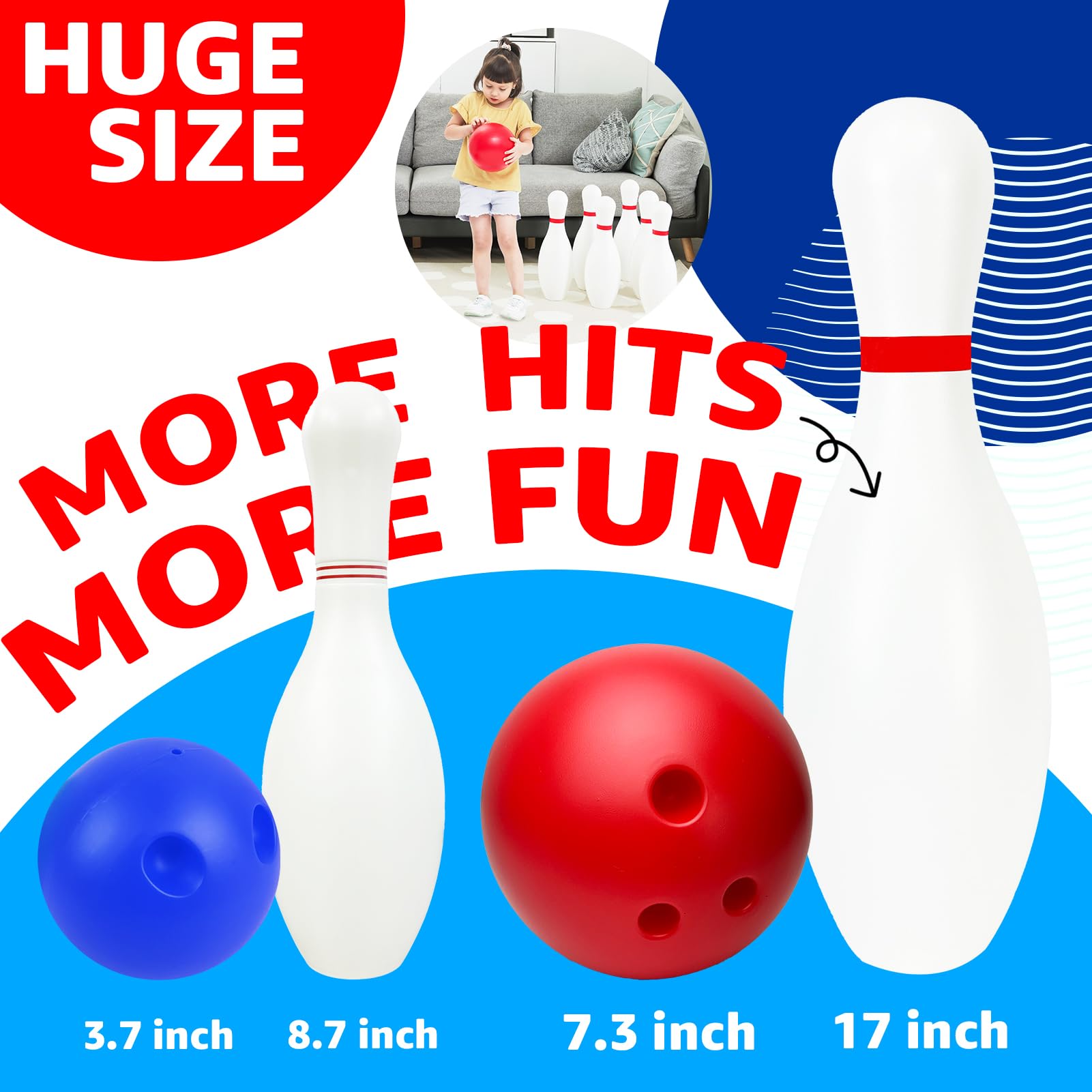 Grip Kids giant bowling set pins for indoor or outdoor fun.