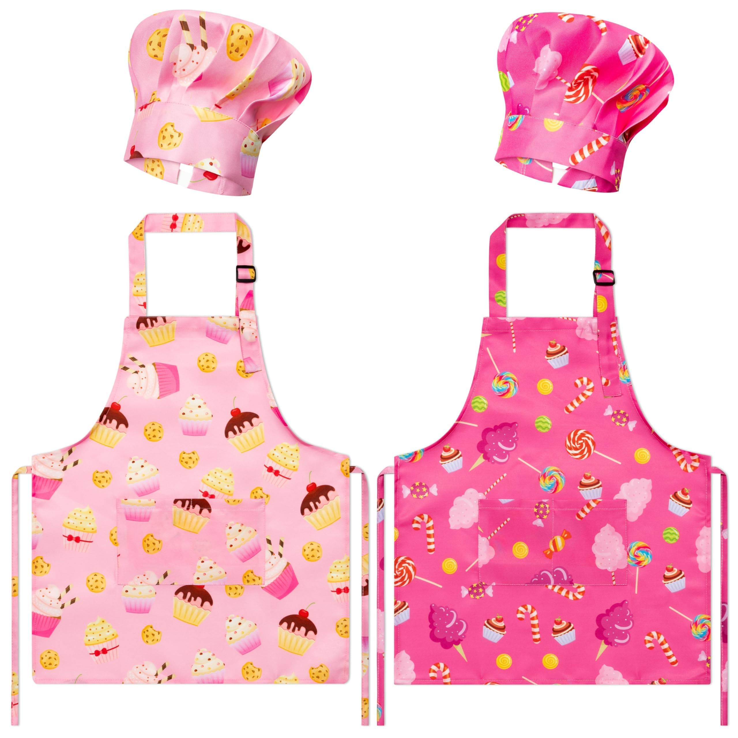 GROBRO7 candy prints kids apron set for imaginative baking and playtime.