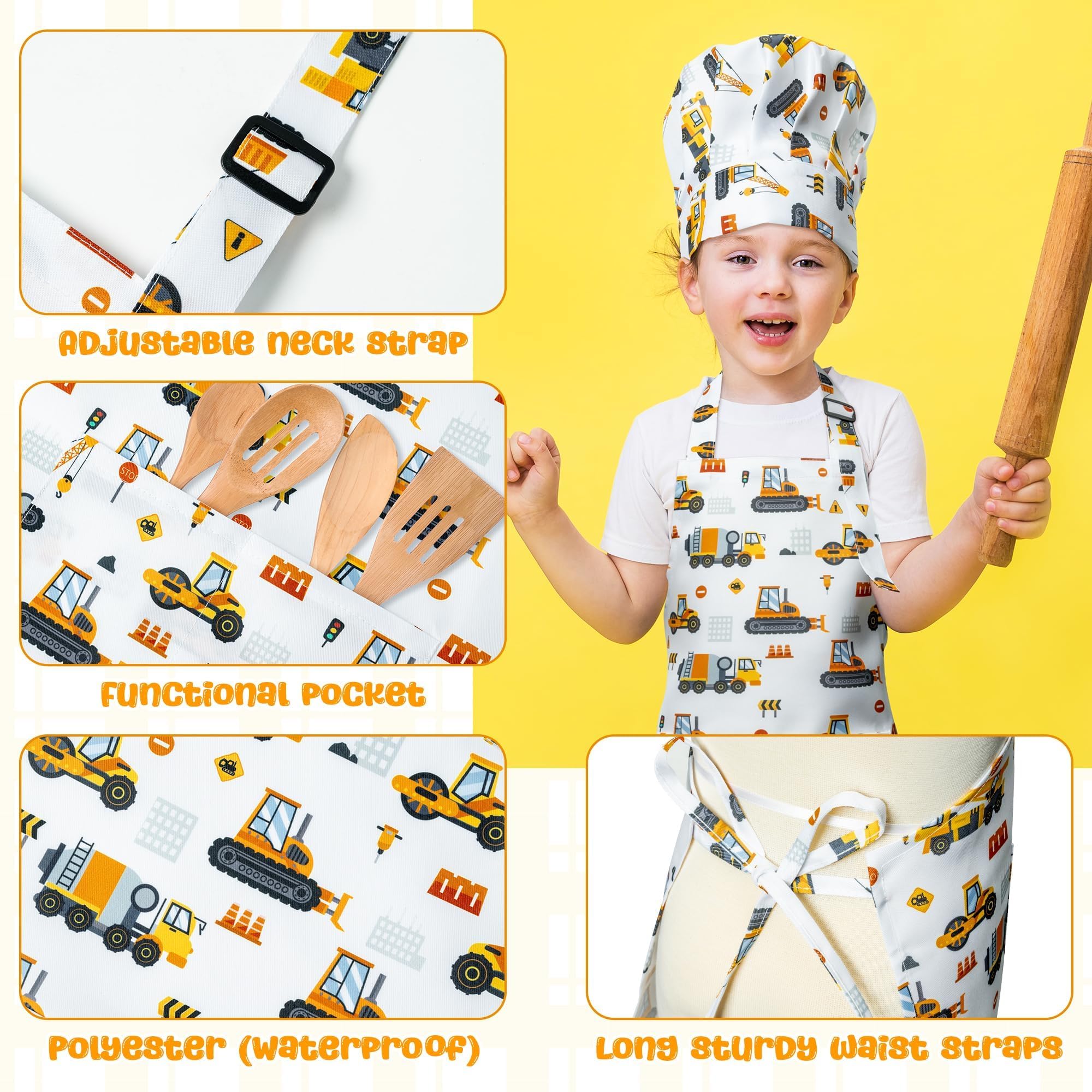 GROBRO7 adjustable neck strap apron; easy on and off during crafts and cooking.