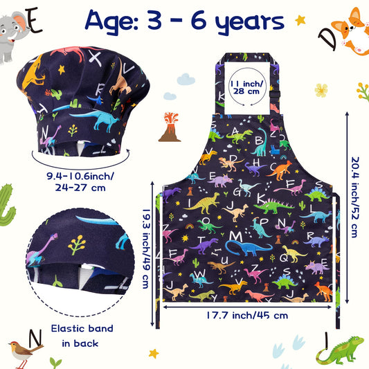 GROBRO7 kids apron and hat, hat close-up, durable waterproof fabric for spills.