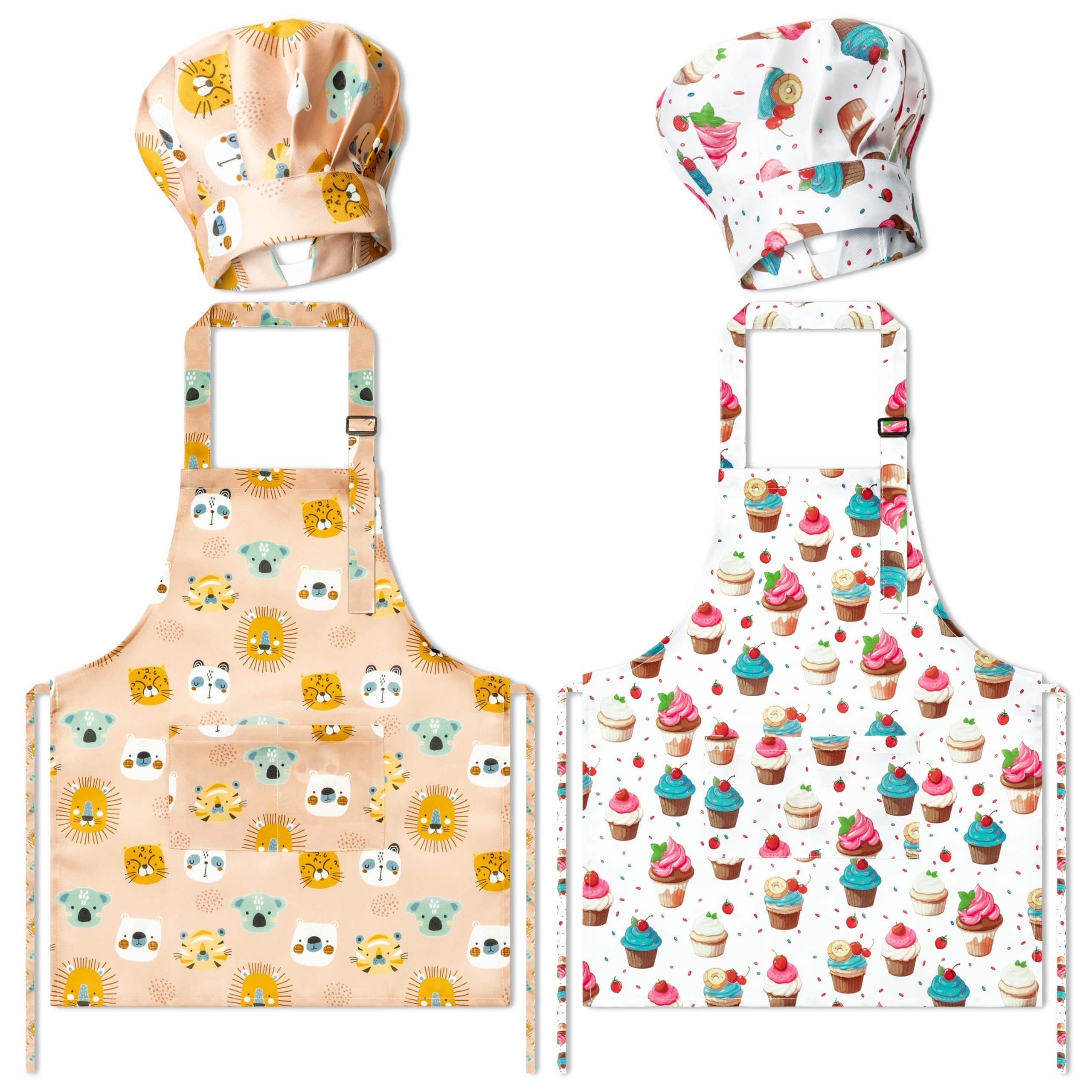 GROBRO7 kids apron with strawberry cupcake print, ideal for baking play