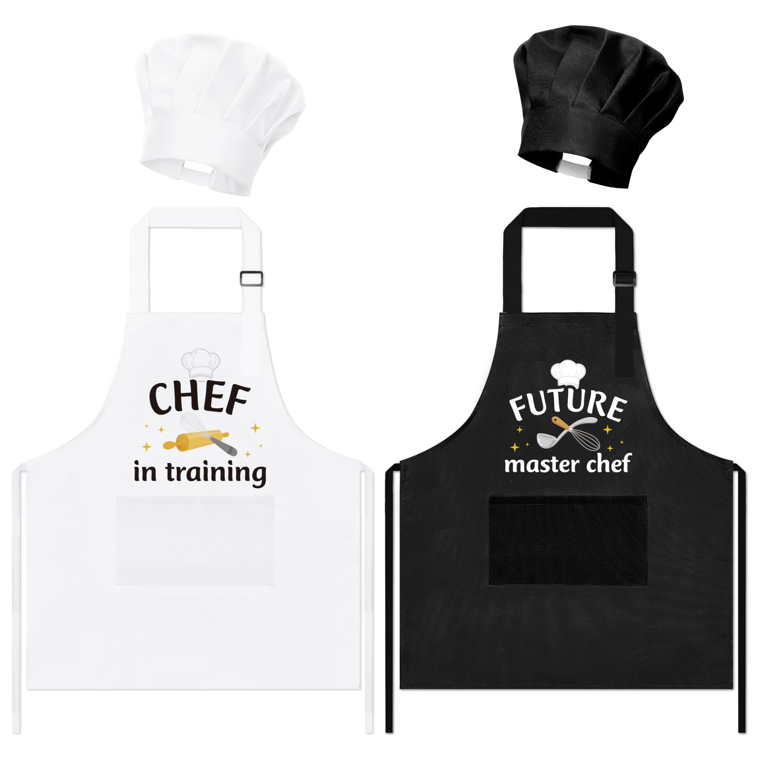 GROBRO7 kids apron set front view with adjustable neck and pockets for mess-free activities