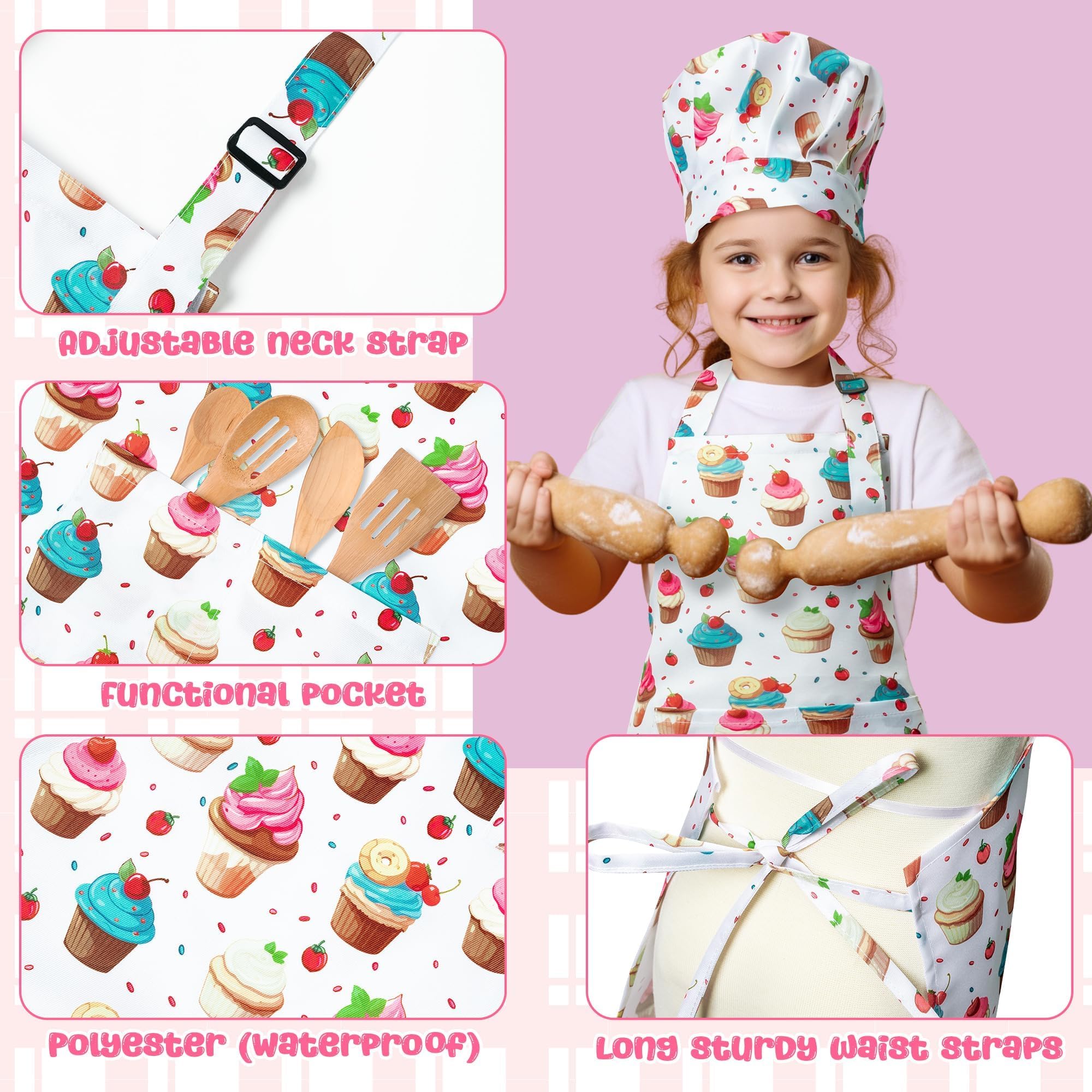 GROBRO7 chef hat with elastic back, easy fit for kids