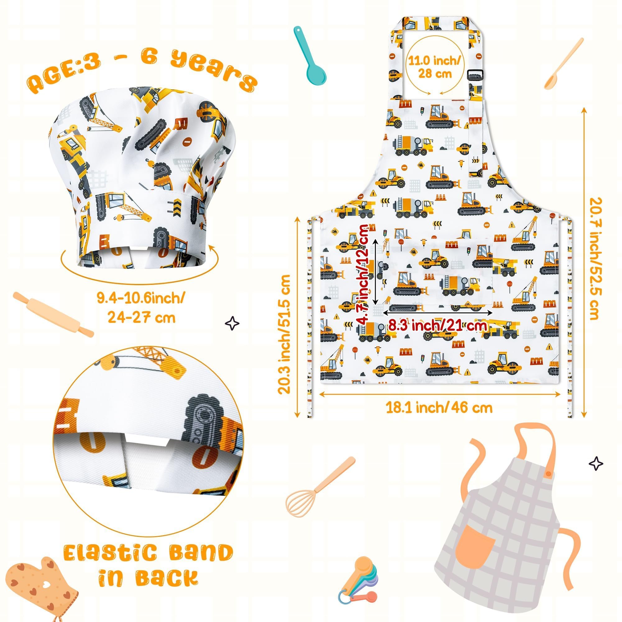 GROBRO7 kids chef hat mushroom style; comfy fit for pretend play and baking.