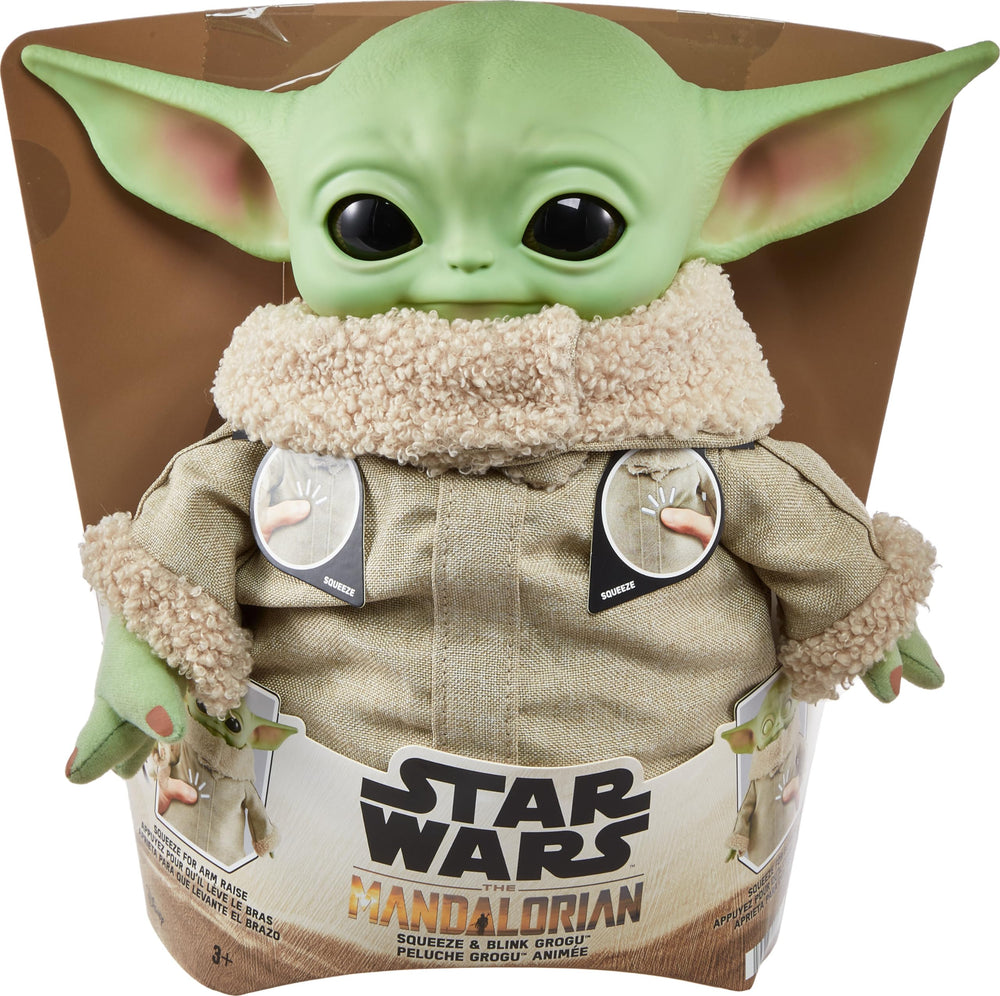 Grogu plush with vinyl head and soft body detail.