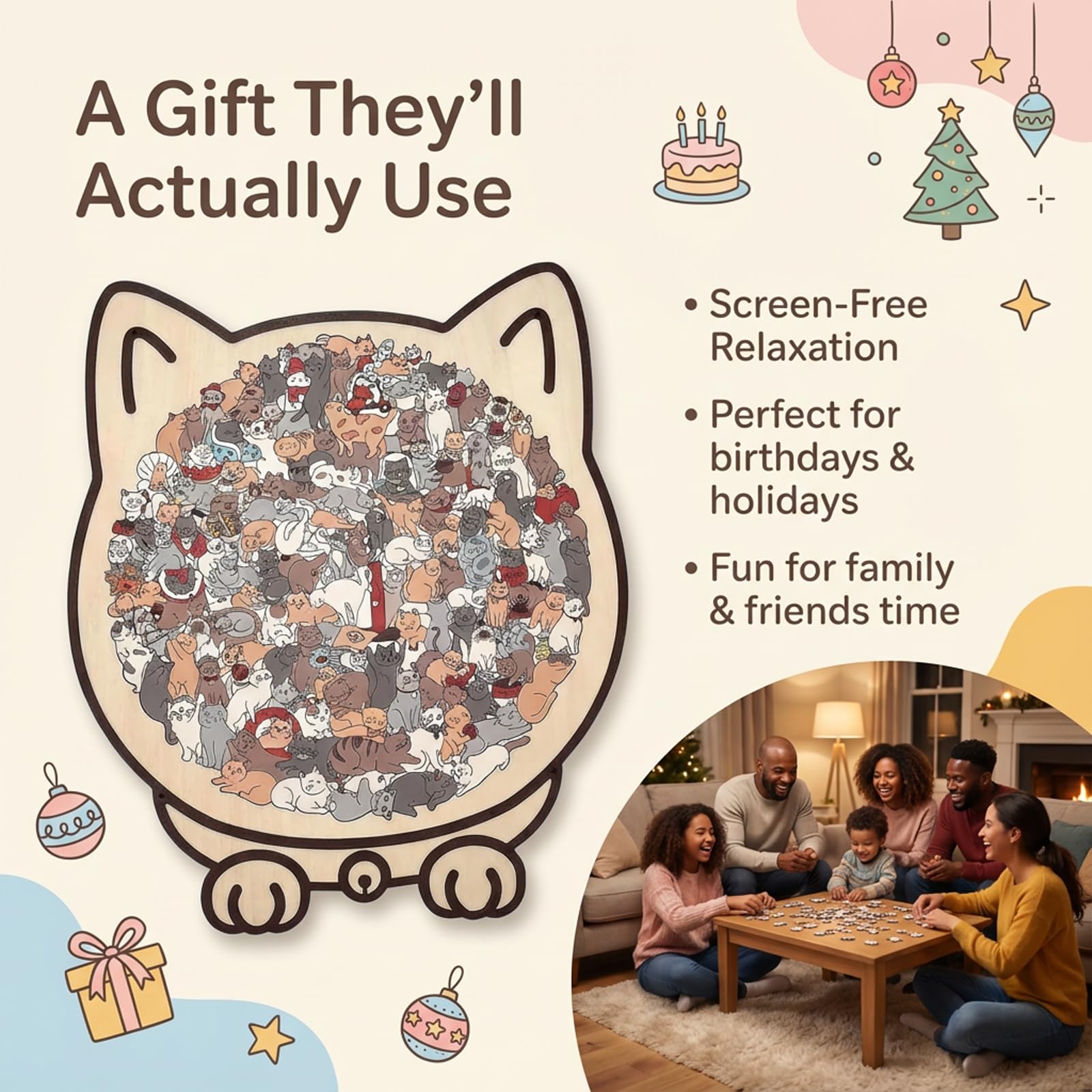 GROHESE adults solving puzzle, mindful activity away from screens.