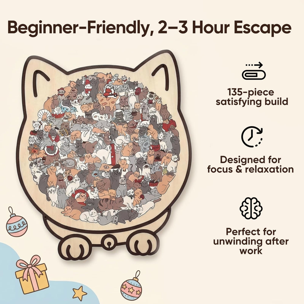GROHESE puzzle packaging, gift-ready presentation for cat lovers.