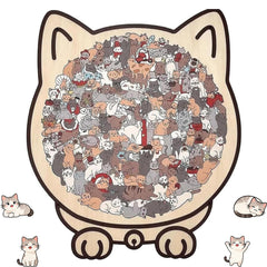 GROHESE wooden cat puzzle Morandi 135pc, a soothing challenge for puzzle fans.