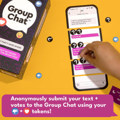 Group Chat voting-tokens-heart-thumb for real-time scoring and banter