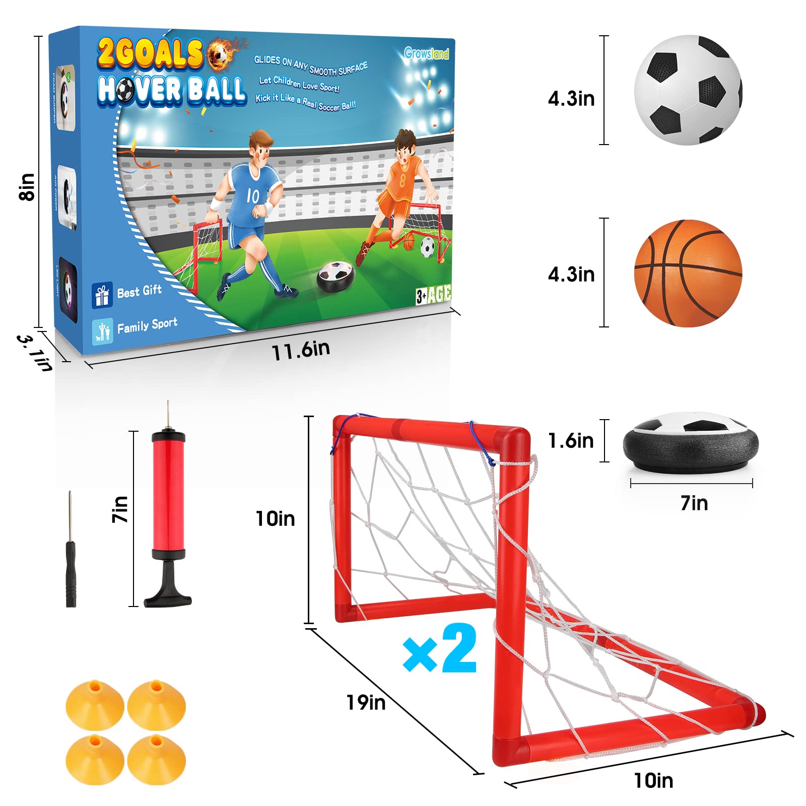 Growsland hover soccer ball in action gliding across flat indoor surfaces.