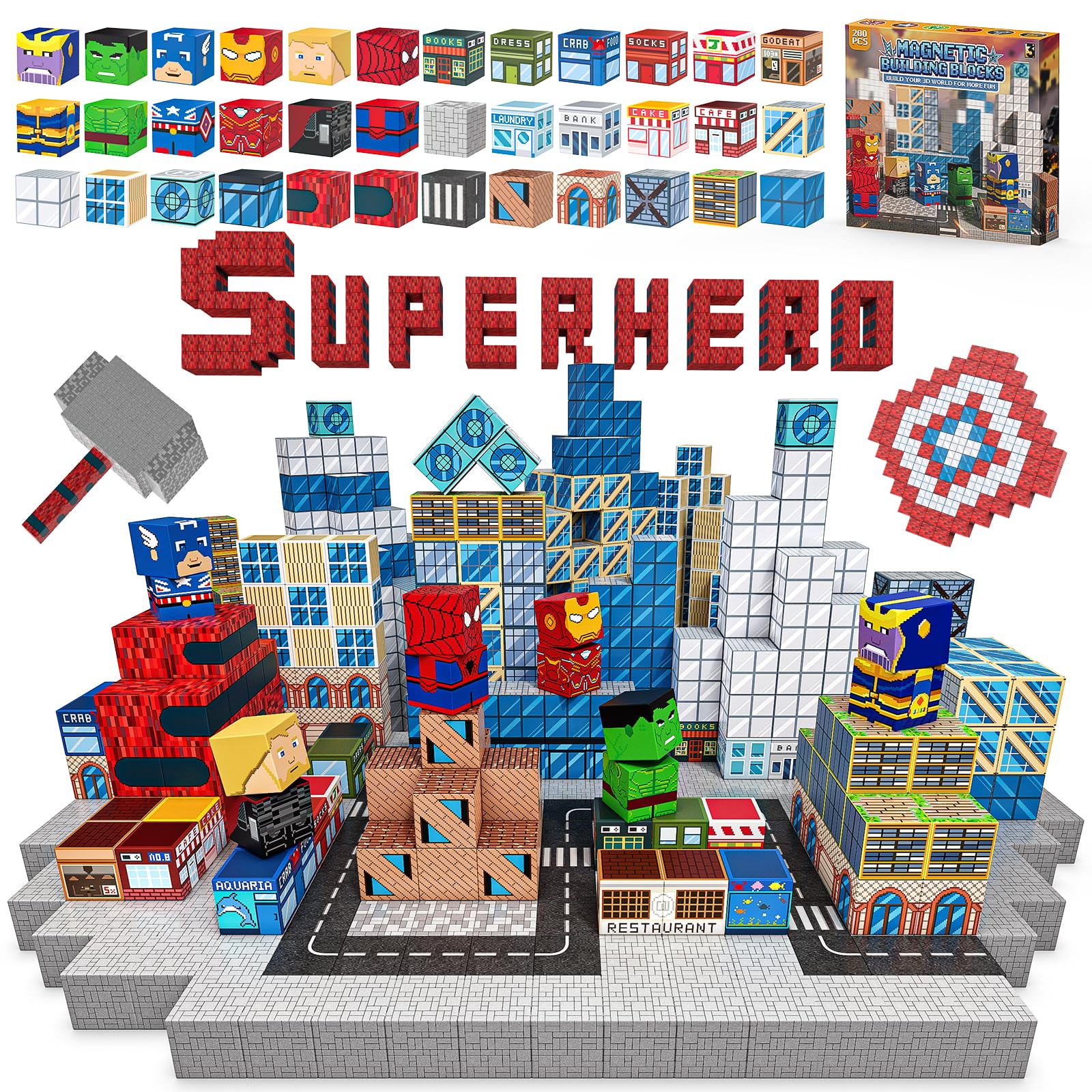 Growsland Magnetic Blocks city-building scene promotes creative STEM play.