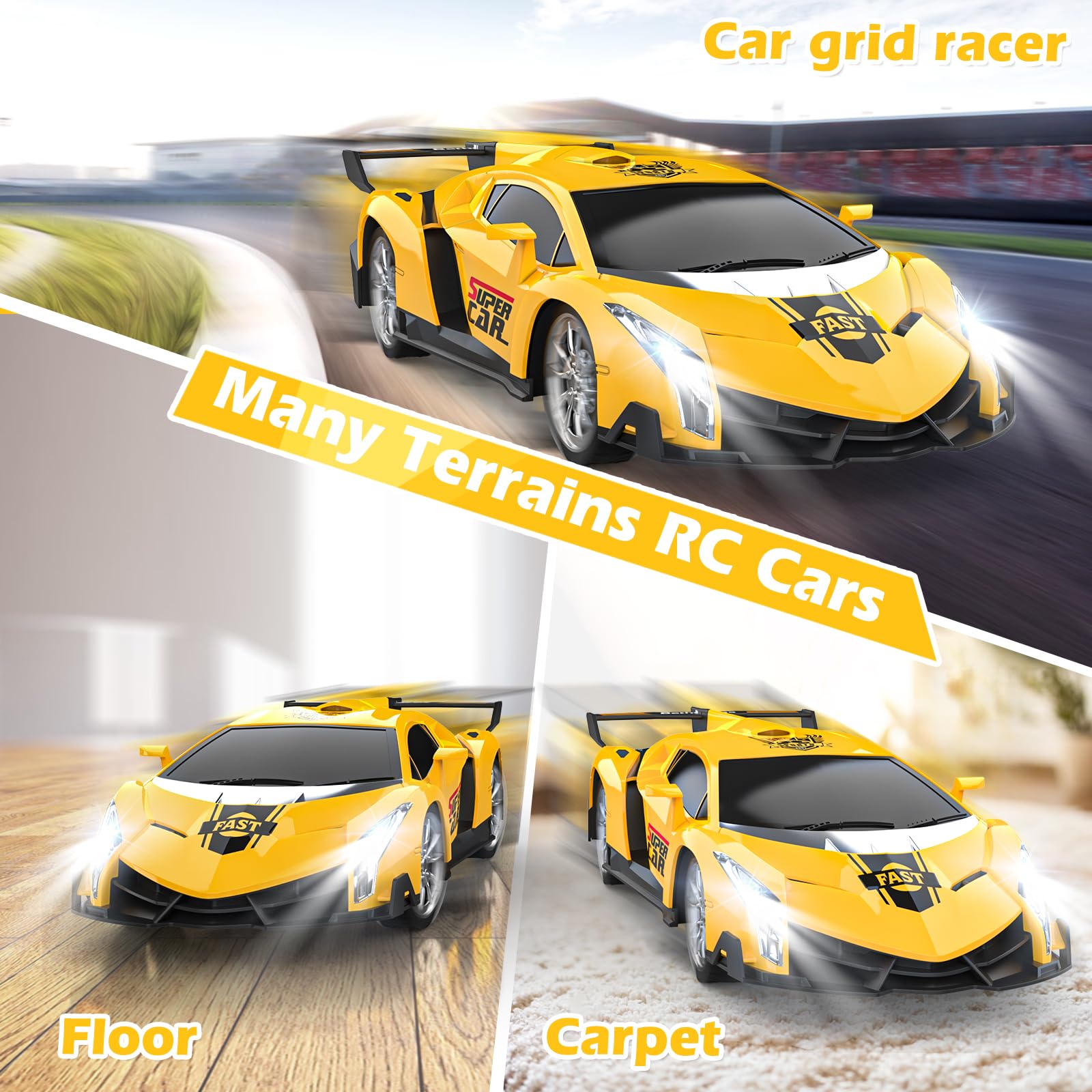 Growsland RC car with LED lights, ideal for early-evening fun