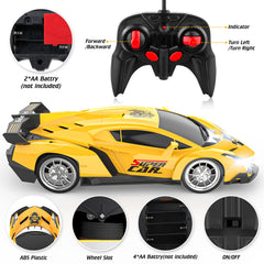 Growsland RC car top view demonstrating compact 1:18 scale for inside play