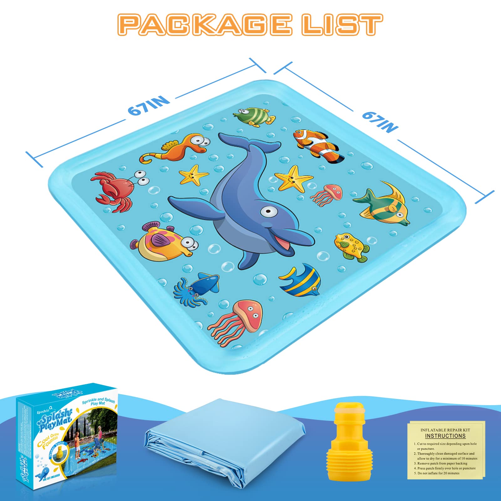 Growsland Splash Pad for Toddlers eco-friendly-pvc emphasizes durable, eco-friendly construction.