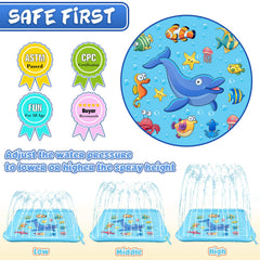 Growsland Splash Pad for Toddlers hose-setup demonstrates quick, easy garden hose connection.