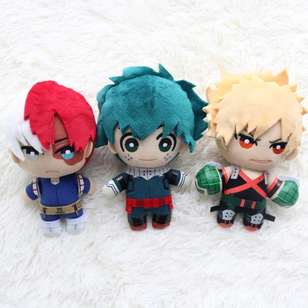 Groydbna MHA plushie red on cosplay setup for fans.