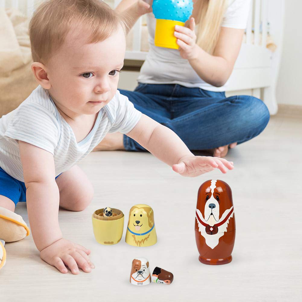GRPSKCOS nesting dolls Bear pattern opened to reveal smaller dolls