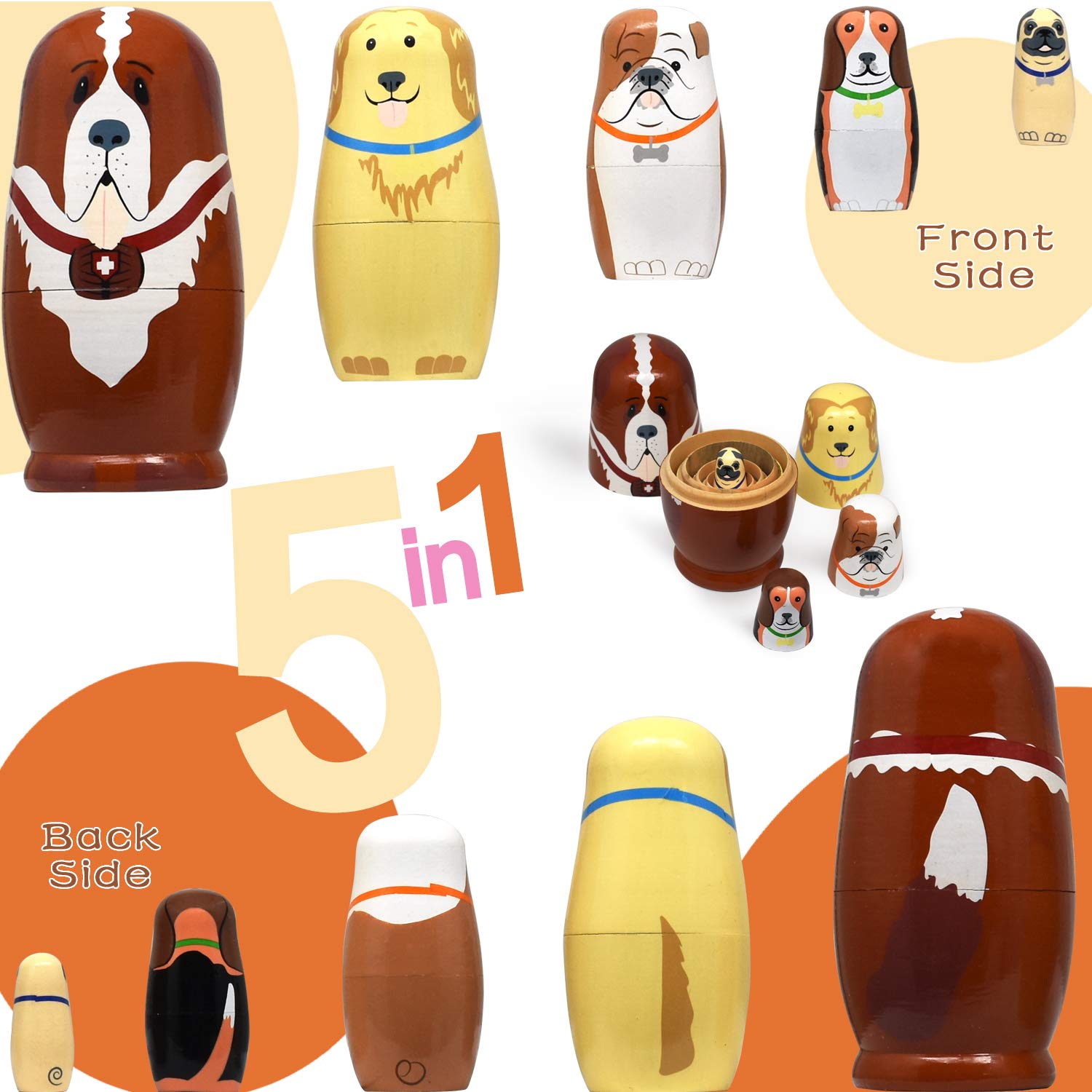 GRPSKCOS wooden nesting dolls with bear family design