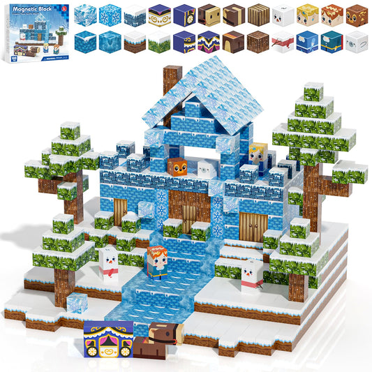 Gryxpox ice castle magnetic blocks for imaginative play and frosty builds.