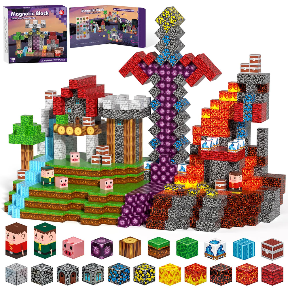 Gryxpox Magnetic Blocks 100pcs front view showcasing vibrant pieces for creative play