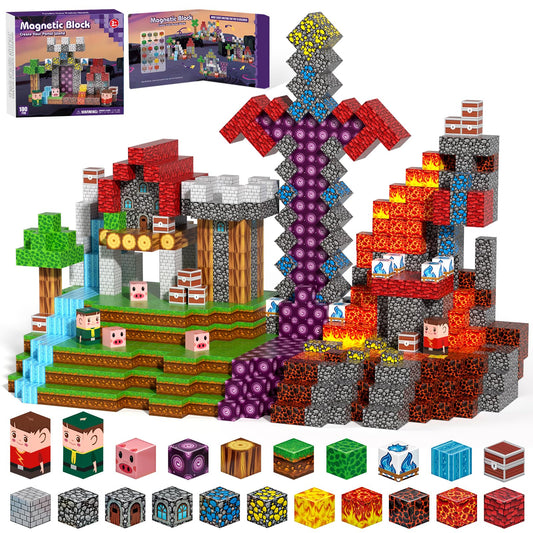Gryxpox Magnetic Blocks 100pcs front view showcasing vibrant pieces for creative play