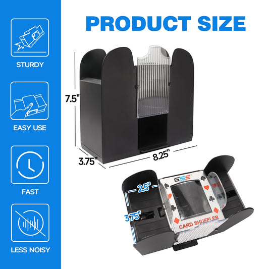 GSE shuffler with battery operation for portable game nights.