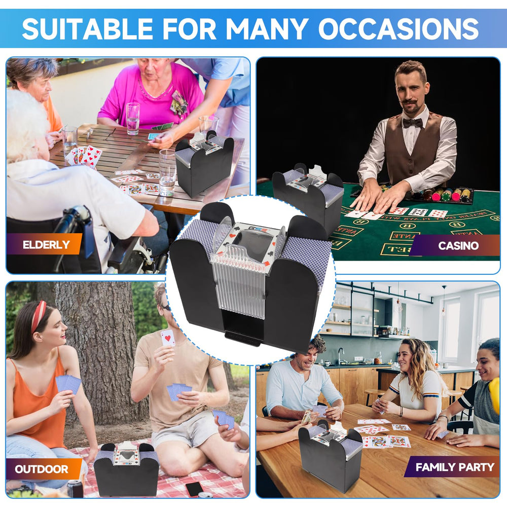 GSE automatic shuffler with two openings for easy loading.
