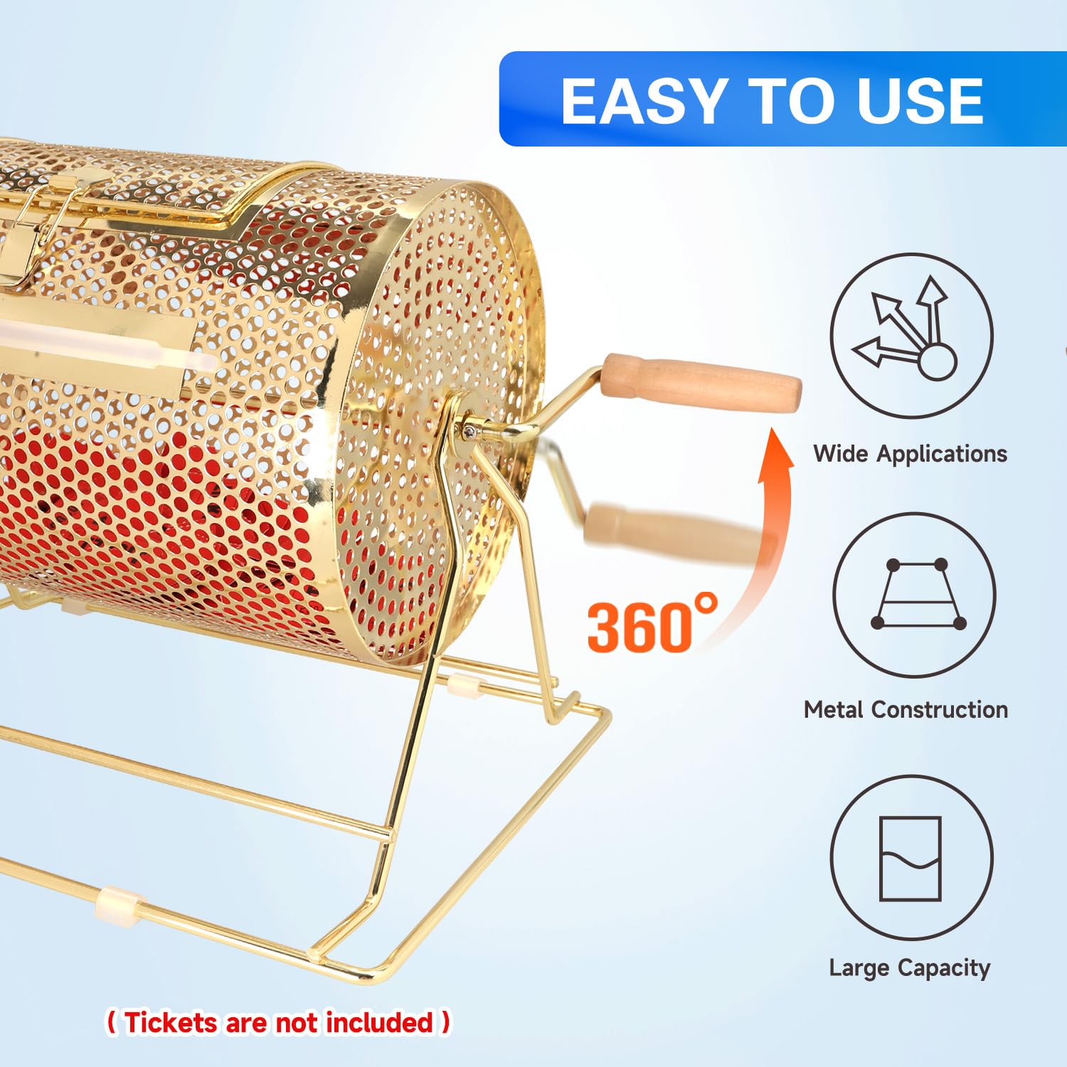 GSE Brass Raffle Drum large trapdoor for easy filling and emptying.