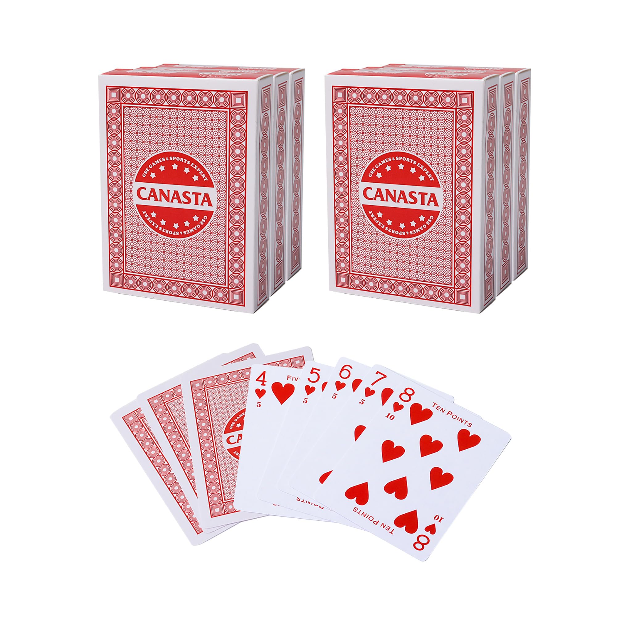 GSE Games & Sports Expert 6-deck canasta set packaging ideal for travel game nights.