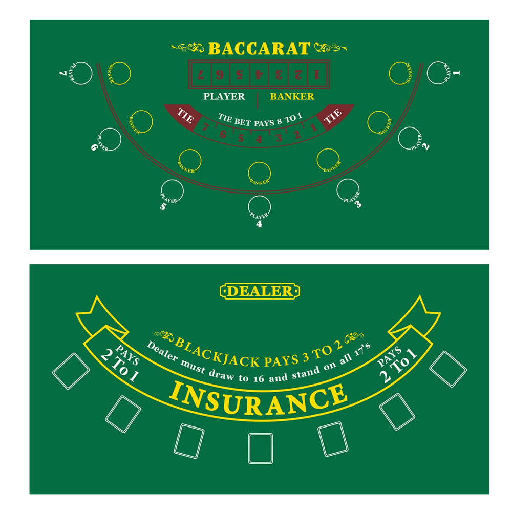 GSE layout mat with Las Vegas style blackjack-baccarat on home table for casino nights