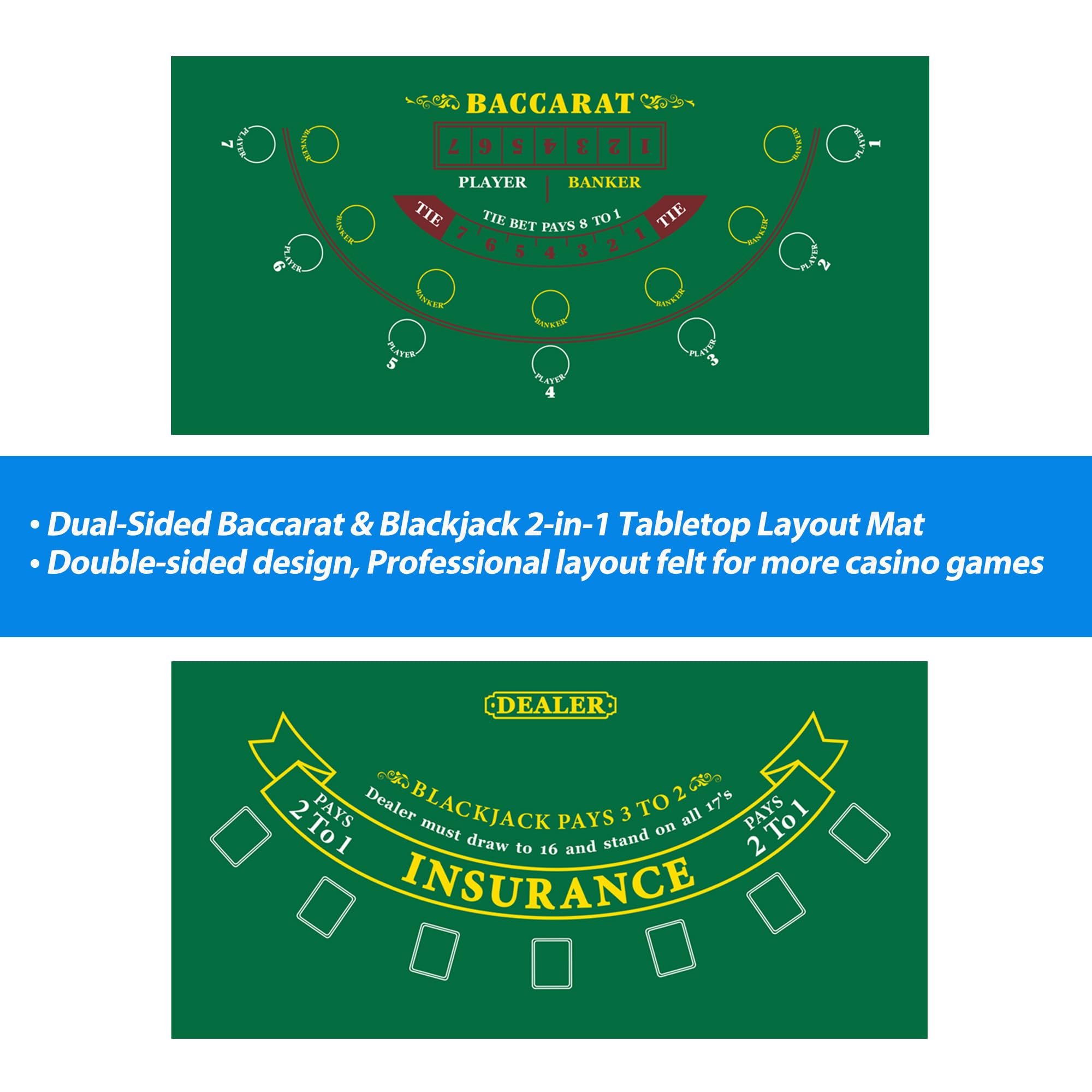 GSE table top casino mat unrolls easily on kitchen tables