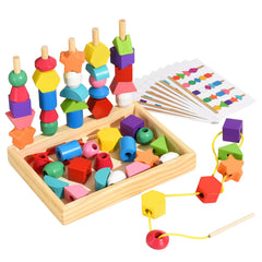 Gserin Montessori bead sequencing set with box and pillars supports early math exploration