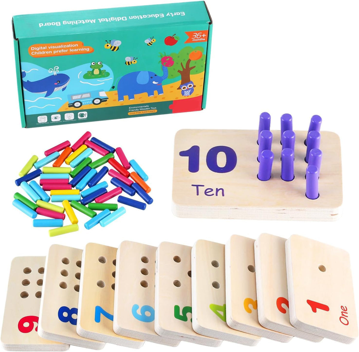 Gserin wooden counting peg board for early math development.