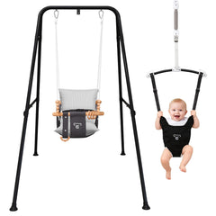 G Taleco Gear 2-in-1 Jumper-Swing with foldable stand in use for versatile play