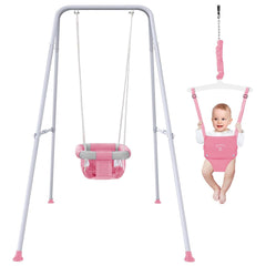 G TALECO GEAR 2-in-1 baby jumper pink swing, ready for active play