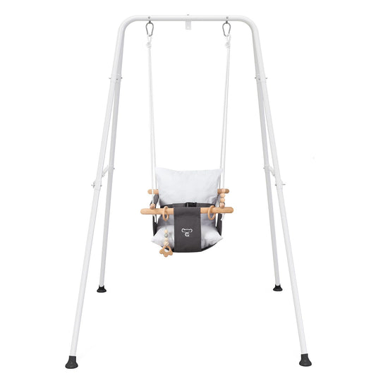 G TALECO GEAR baby swing stand assembly enables quick, safe indoor or outdoor setup.