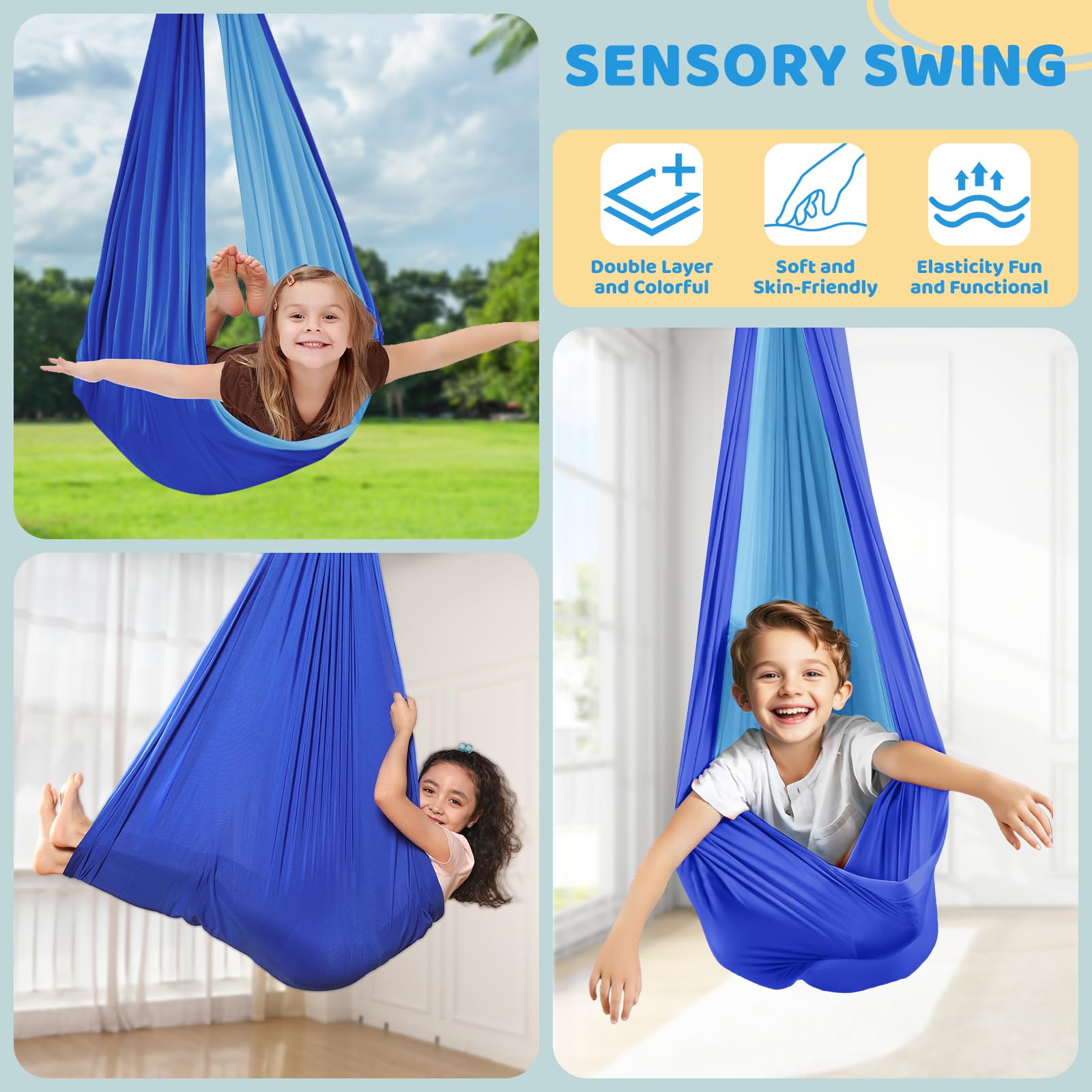 G TALECO GEAR pod swing canvas provides a quiet space to improve balance and coordination.