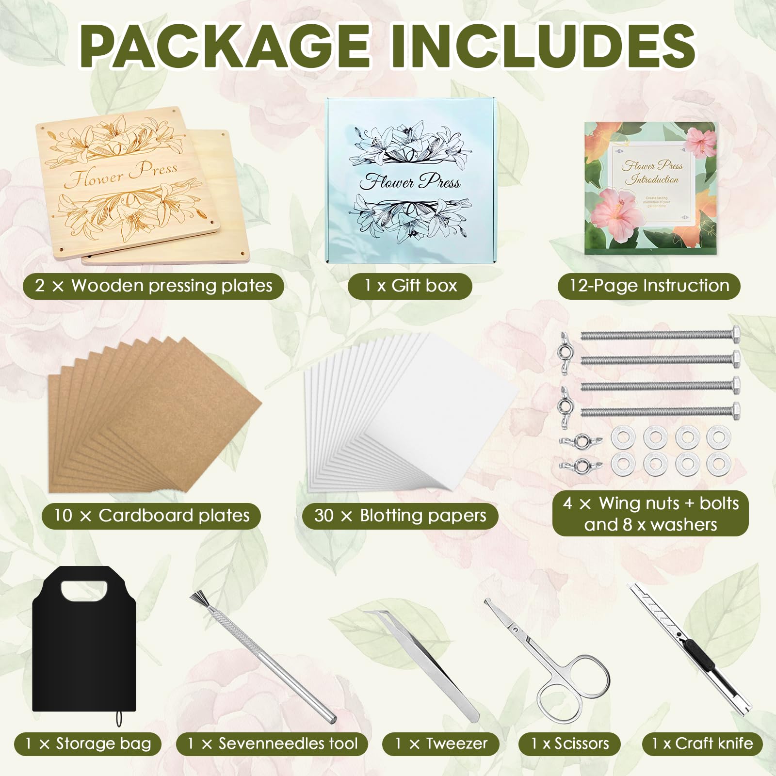 GTQYYF flower press kit cardboard layers support flat pressing