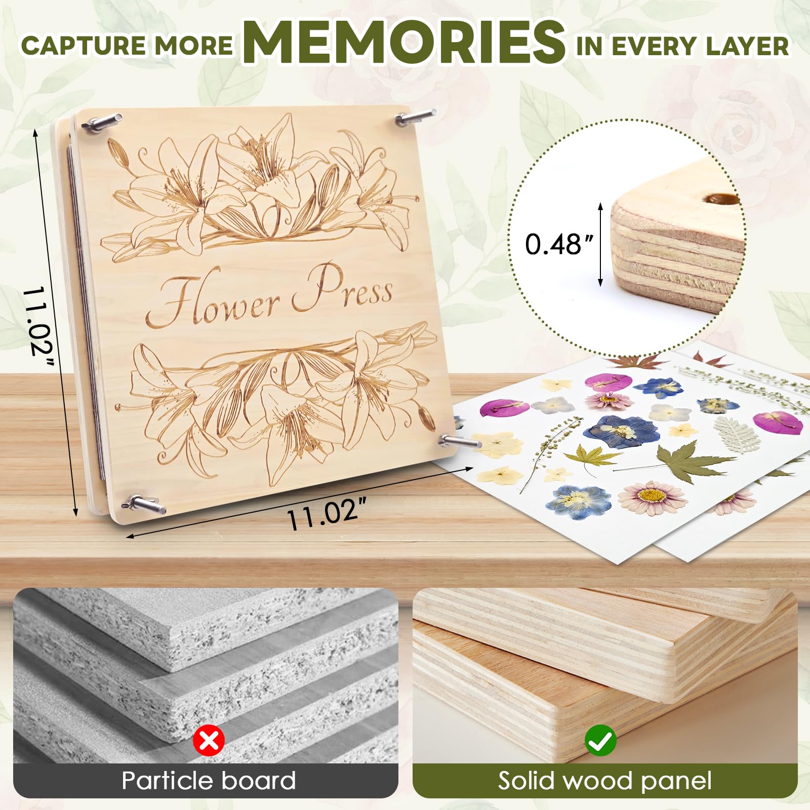 GTQYYF flower press kit solid wood construction for durable, long lasting use