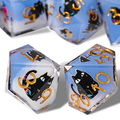 GU BEI TE DND dice set with cat and flower design for immersive gameplay.