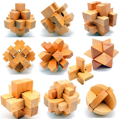 Guaishou Kongming Lock puzzle assembly challenge in wood