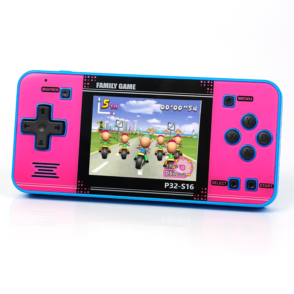 GuaiyeyeAP P32 handheld console front arcade view, kid-friendly design for play.