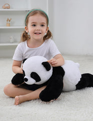 Gubuy panda plush belly and limb weights provide gentle heft for hugs.