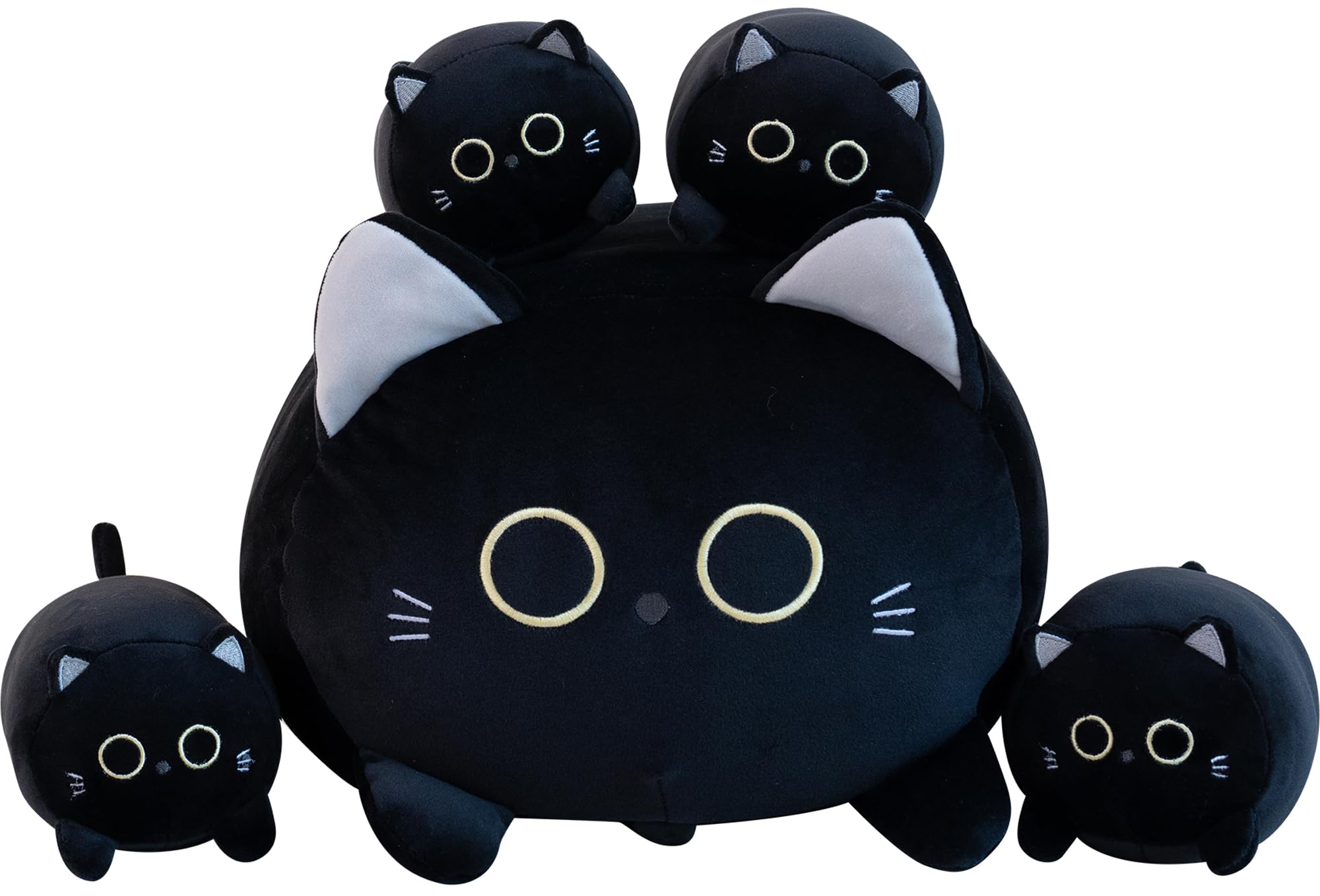 Gudisi Black Cat Plush main view shows a cozy 16-inch cuddle buddy.