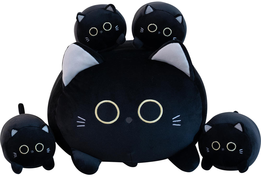 Gudisi Black Cat Plush main view shows a cozy 16-inch cuddle buddy.