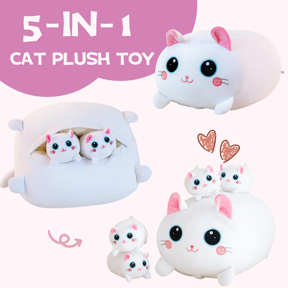 Gudisi cat plush 16-inch soft pillow offers cozy support for naps.