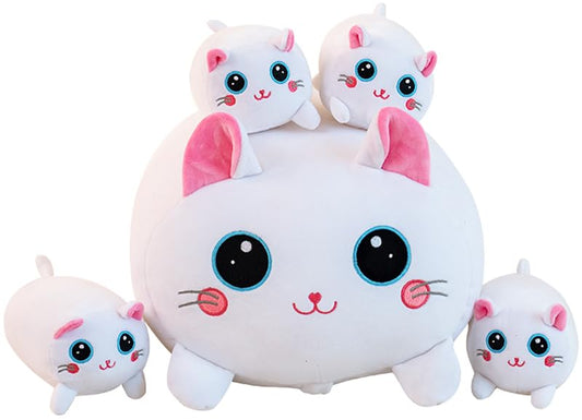 Gudisi Cat Plush with four hidden kittens in the belly for playful surprises.