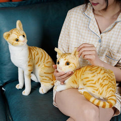 GUDVES orange tabby cat plush after vacuum-sealed packaging recovering well.