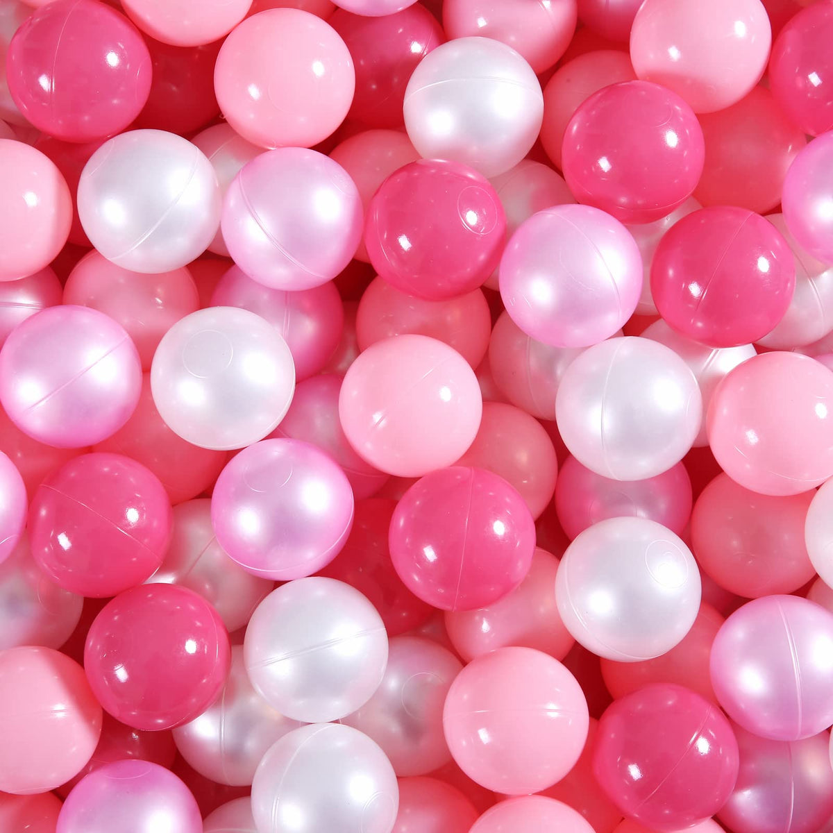 GUESVOT ball pit balls in pink, red, and white for safe toddler play.